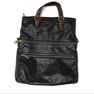 Fossil Black Leather Explorer Tote